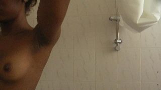 Teeny black going wild in the shower