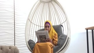 Tired wife in hijab gets sexual energy