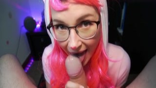 Petite German Step-Sister give POV Blowjob after Cosplay Event in Costume