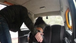 Sexy student pays for the taxi ride with a hot cock rid