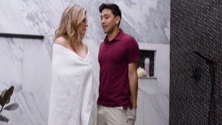 Soaking wet stepmom fucks with her stepson